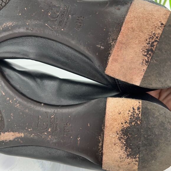 AGL Women Monika Ballet Flat Size 43.5 13.5 Black Leather Shoe Cap Toe Italy - Picture 11 of 13